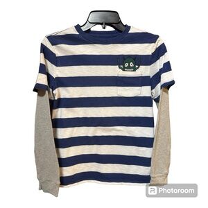 Gap Kids Blue and White‎ Striped shirt with Grey Faux Waffle Shirt size XL (12)